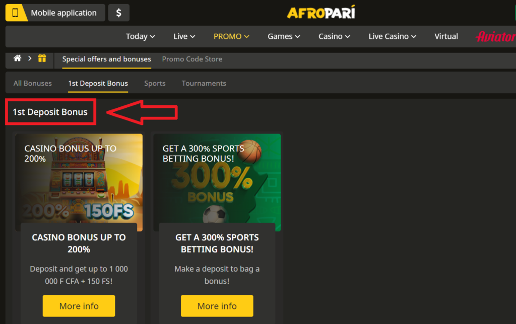 AfroPari bonus et promotions