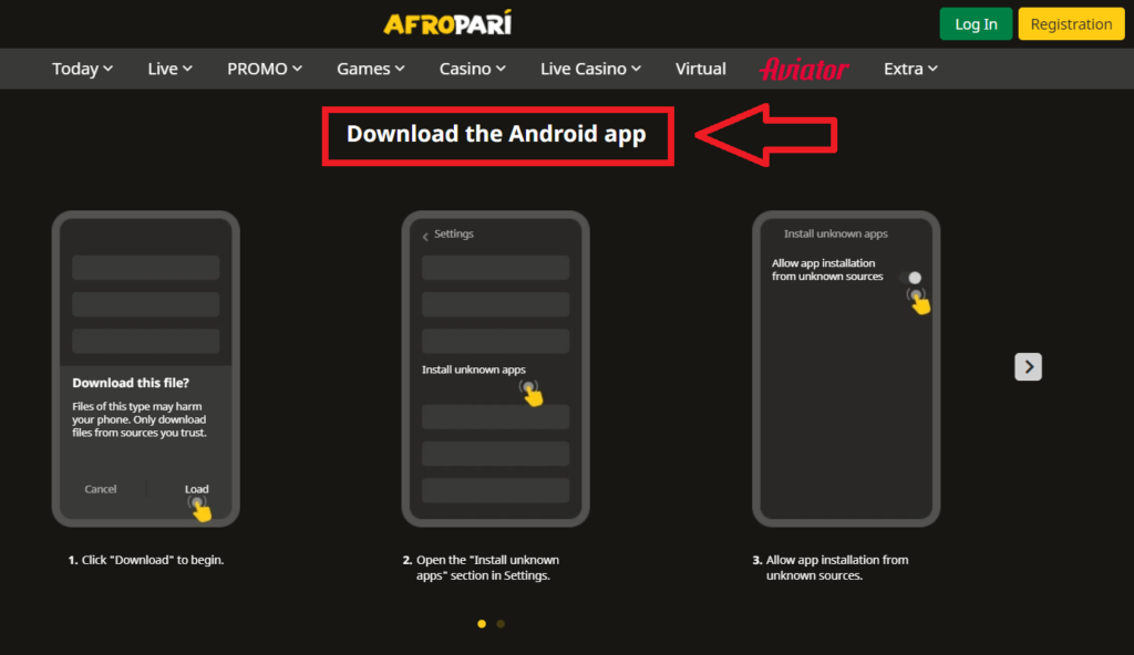 Installer AfroPari app Android